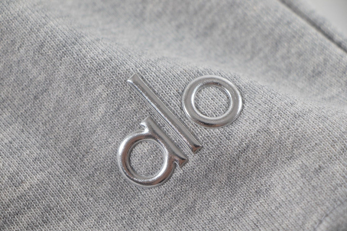 alo Elastic Waist Logo Detail Shorts — fabric_closeup